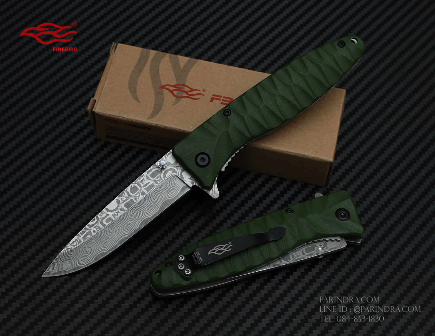 มีดพับ GANZO FIREBIRD F620-G2 ด้ามสีเขียวแก่ ของแท้ 100%