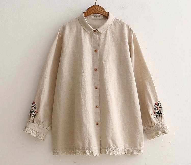 เสื้อผ้าฝ้ายลายปักแต่งลูกไม้