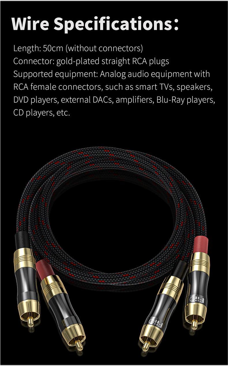 ขาย FiiO LR-RCA2 สาย Dual RCA เกรดพรีเมี่ยมสำหรับเครื่องเสียง