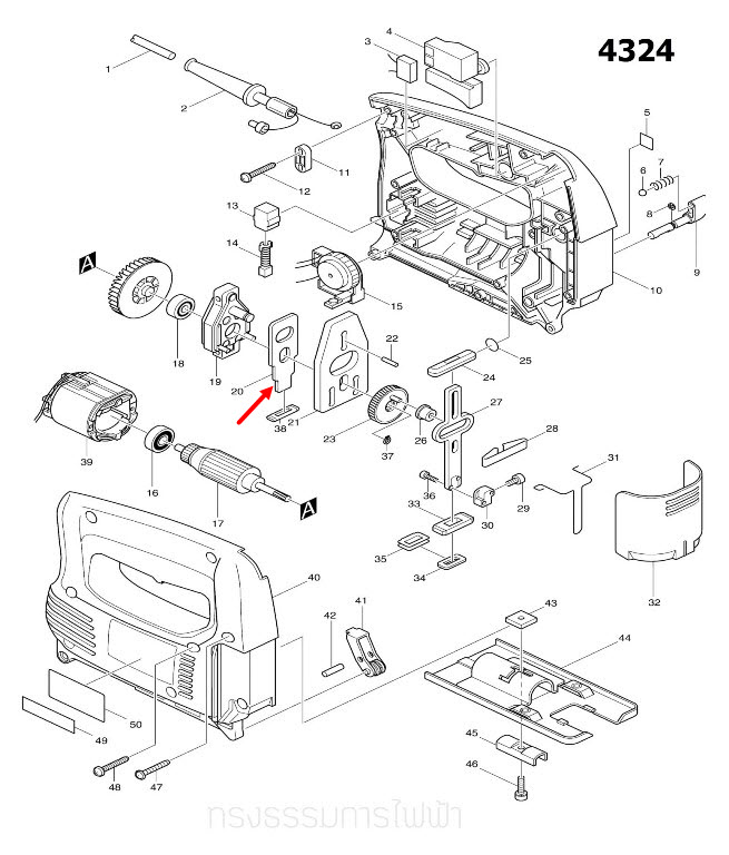 PUSH PLATE จิ๊กซอว์ Makita 4324, 4329 [#20], M4301B Pn.344683-9 (แท้) ##