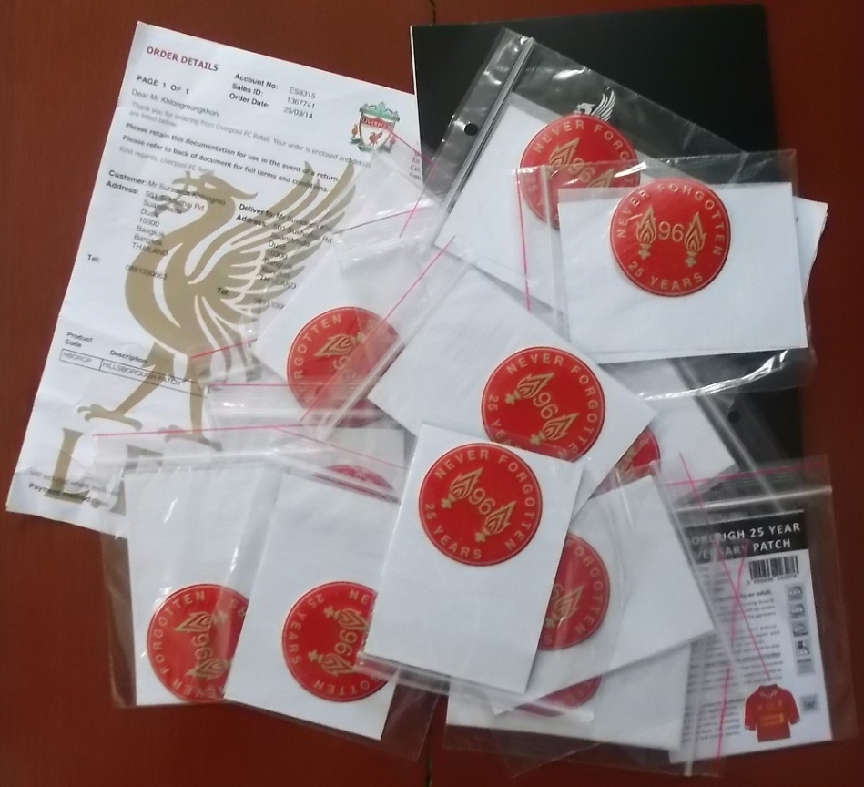 อาร์มสัญลักษณ์ ฟุตบอล สโมสรลิเวอร์พูล - 'Patch for the 96' ที่ระลึกครบรอบ 25 ปี โศกนาฏกรรมที่ฮิลส์โบโรห์ PLAYER SIZE ใหม่ / LIVERPOOL Football Club PLAYER SIZE Commemorative Football Patch/Badge - 'Patch for the 96' THE 25th ANNIVERSAR