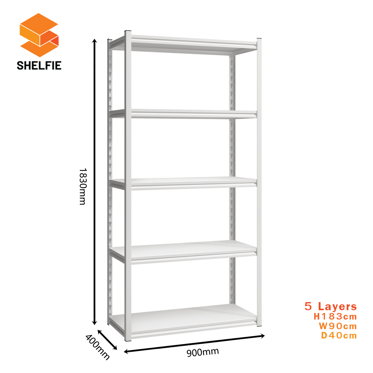 ชั้นเหล็ก 5 ชั้น : ขนาด ส183 xก90 x ล40 ซม.