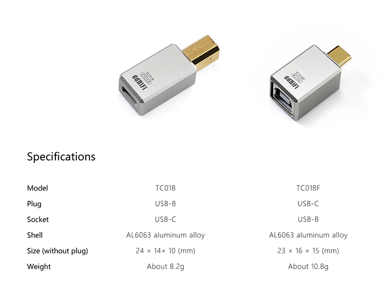 DD TC01BF อะแดปเตอร์แปลง USB TypeB เป็น USB TypeC สำหรับเครื่องเสียง ประกันศูนย์ไทย