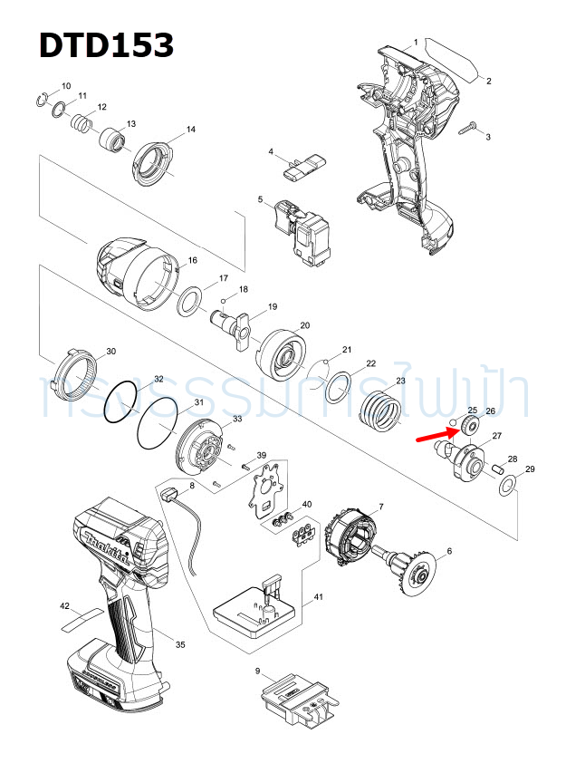 SPUR GEAR 22 สว่านไร้สาย Makita มากีต้า DTD152 [#22], DTD153 [#26] Pn.227362-3 (แท้) ##