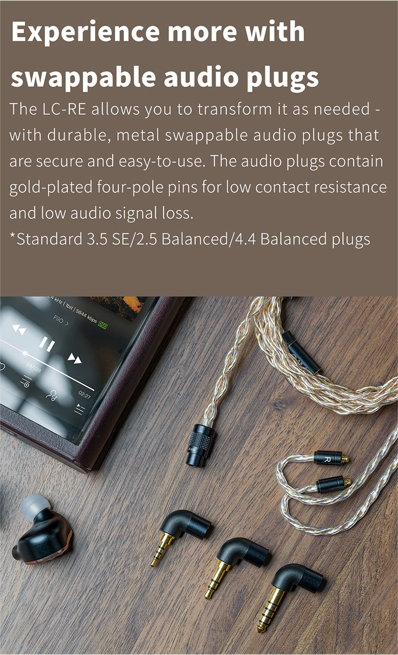 ขาย FiiO LC-RE สายหูฟังระดับ Hi-End ถัก 240 เส้น 4 แกน แบบ Litz Type 2 เปลี่ยนหัวแจ็คได้ 3 รูปแบบ