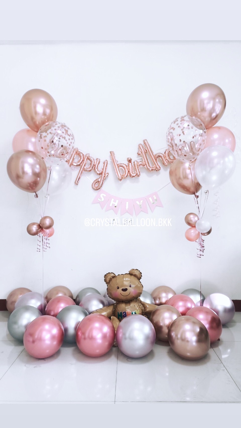 ลูกโป่ง วันเกิด Theme ฟอยล์หมีนั่ง 1 ชิ้น พร้อม ช่อลูกโป่ง 5 ลูก 2 ช่อ,ฟอยล์ตัวอักษร Happy Birthday,ป้ายธงอักษร 5 ตัวอักษร,ลูกโป่งโปรยพื้น 20 ลูก พร้อมตกแต่ง สามารถเปลี่ยนสีลูกโป่ง/เปลี่ยนข้อความ/เปลี่ยนสี-ฟอยล์ตัวอักษร-ฟอยล์ตัวเลขได้