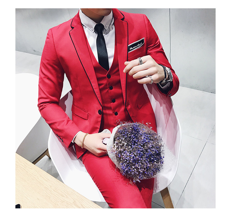 Pre-order ชุดสูทชาย สีแดง เข้ารูป