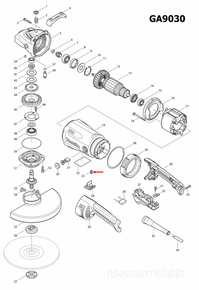 COMPRESSION SPRING 7 หินเจียร Makita มากีต้า, มาคเทค-Maktec GA7030, GA9030 [#23], MT560 [#51] Pn.233375-4(แท้) ##