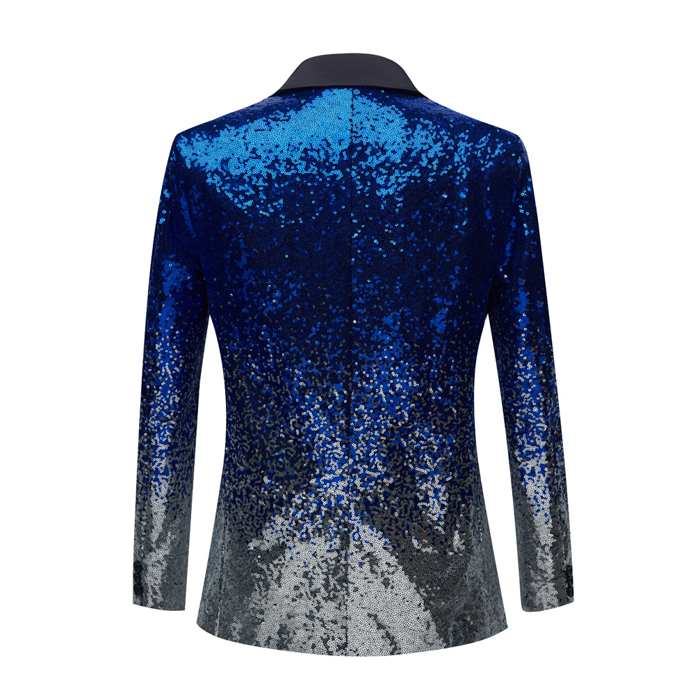 Pre-order เสื้อสูทชาย สูทแฟชั่น สูทกลิตเตอร์ไล่สี สีน้ำเงิน