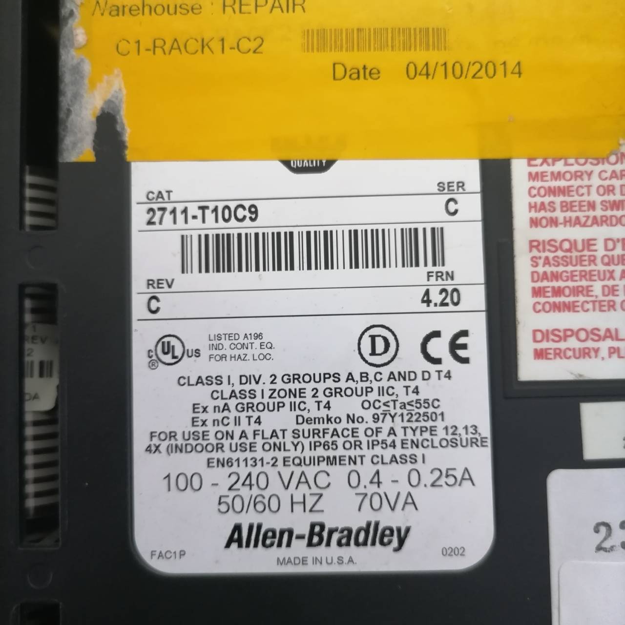 2711-T10C9 LCD TOUCH SCREEN “ ALLEN-BRADLEY ”