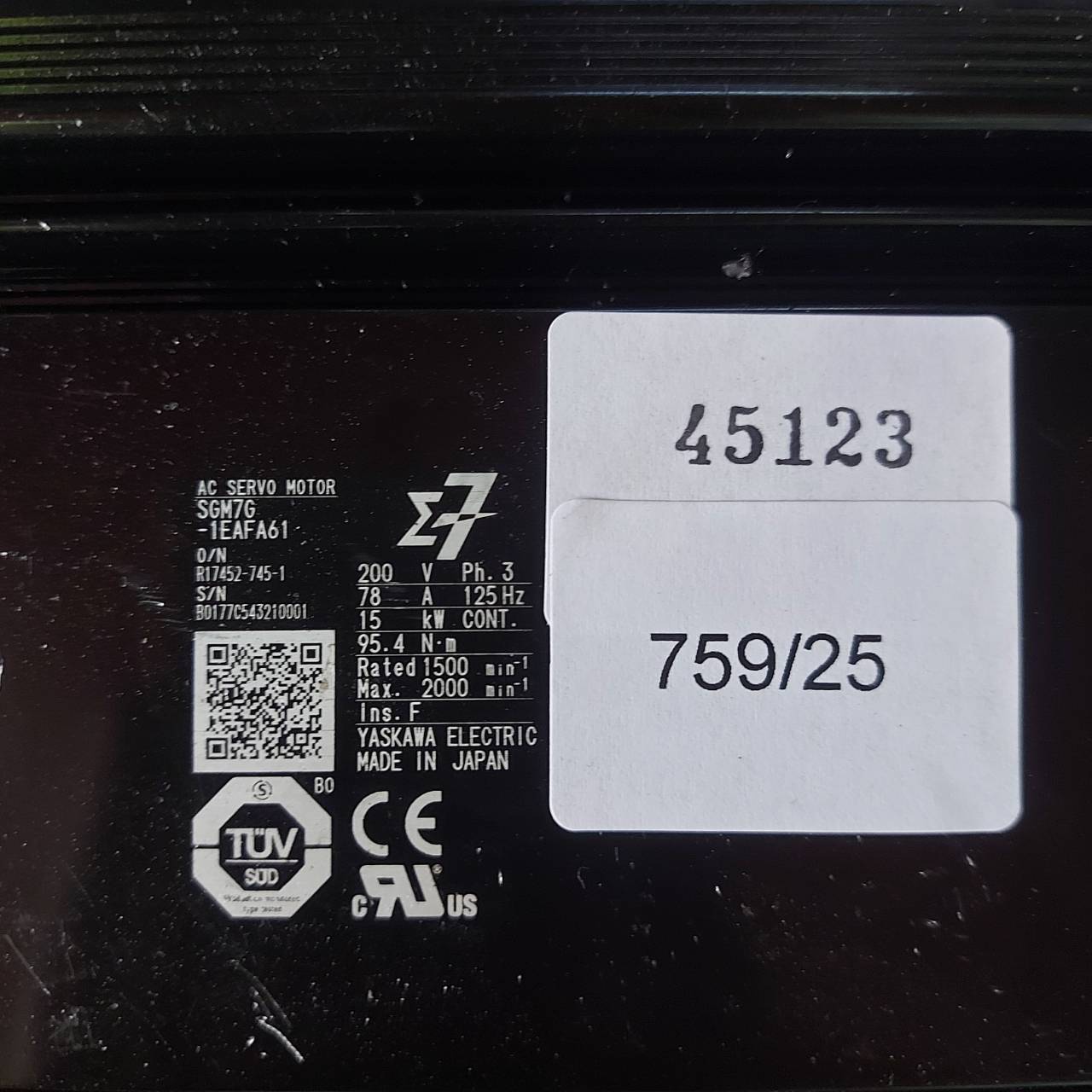 SGM7G-1EAFA61 SERVO MOTOR " YASKAWA "