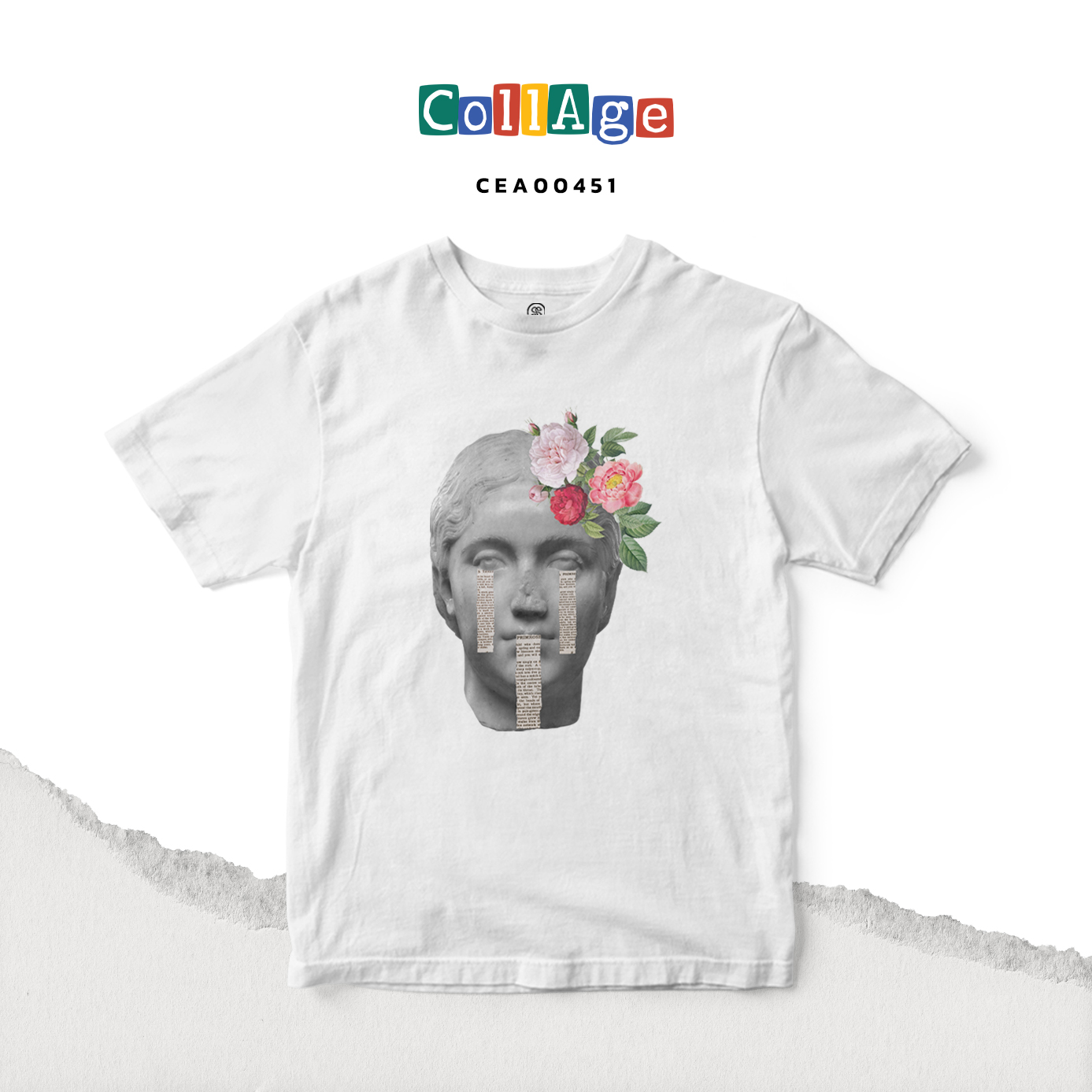 เสื้อยืดพิมพ์ลาย Collage Camila II รหัส CEA00451 สีขาว #เสื้อยืด #Collage