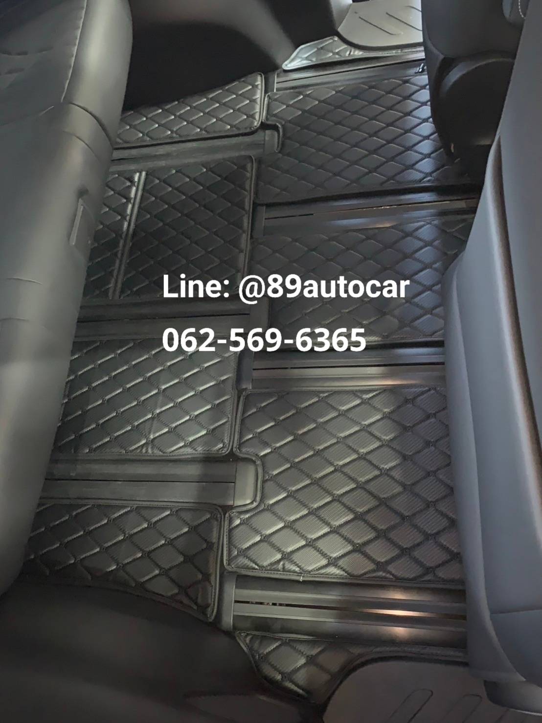 พรมปูพื้นรถตู้ Mg Maxus 9 2023 ปูพรม6D สีดำด้ายดำ ลายเคฟล่า รวมพับเบาะ