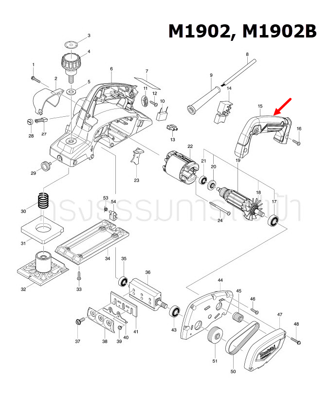 HANDLE COVER กบไสไม้ไฟฟ้า Makita มากีต้า M1902, M1902B [#15] Pn.456705-4 (แท้) ##