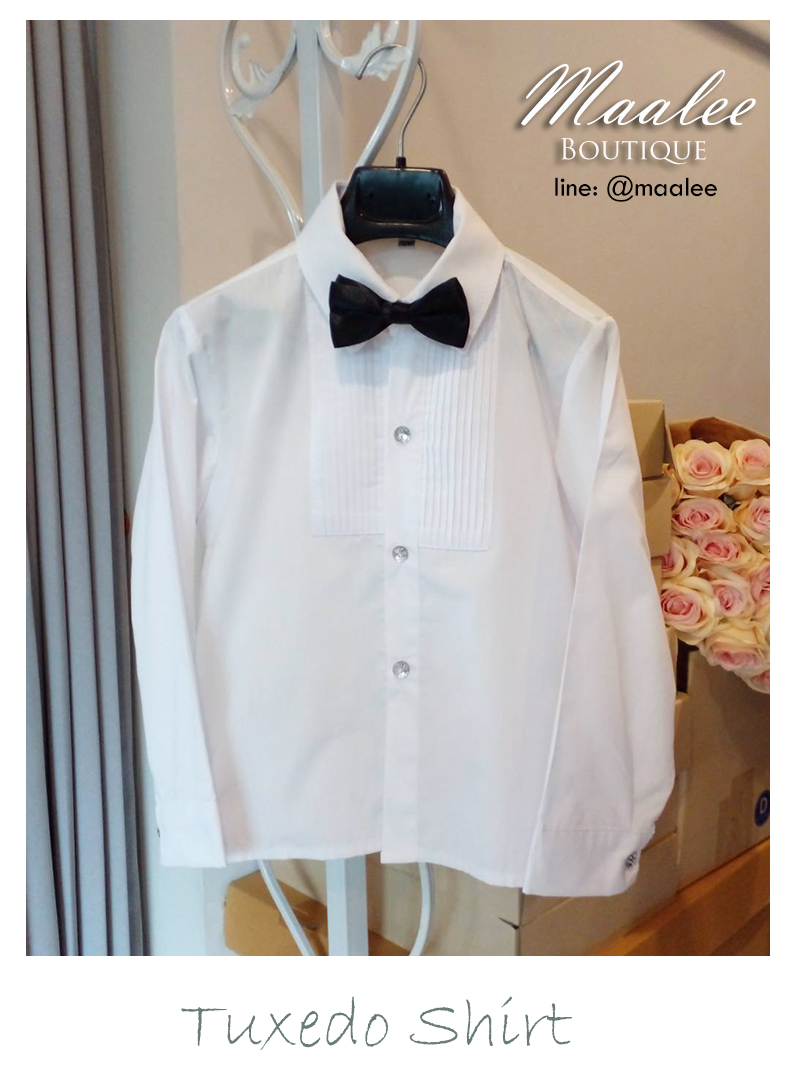 เสื้อเชิ้ตเด็ก แขนยาว Tuxedo shirt สีขาว *เฉพาะเชิ้ต*