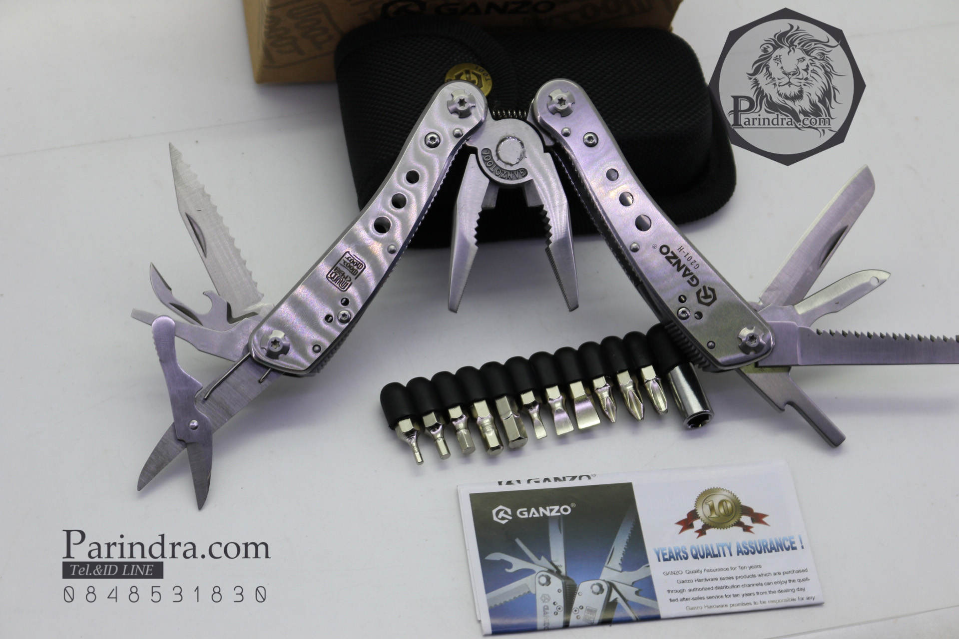 คีมเอนกประสงค์ Multi-Tools Ganzo กานโซ่ รุ่น G201-H สีเงินไทเทเนี่ยม ของแท้ 100%