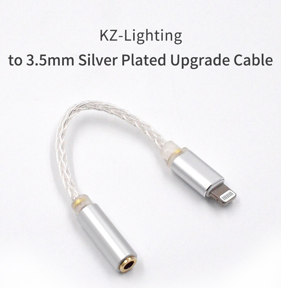 ขาย KZ Lightning to 3.5mm สายทองแดง OFC ชุบเงินถัก