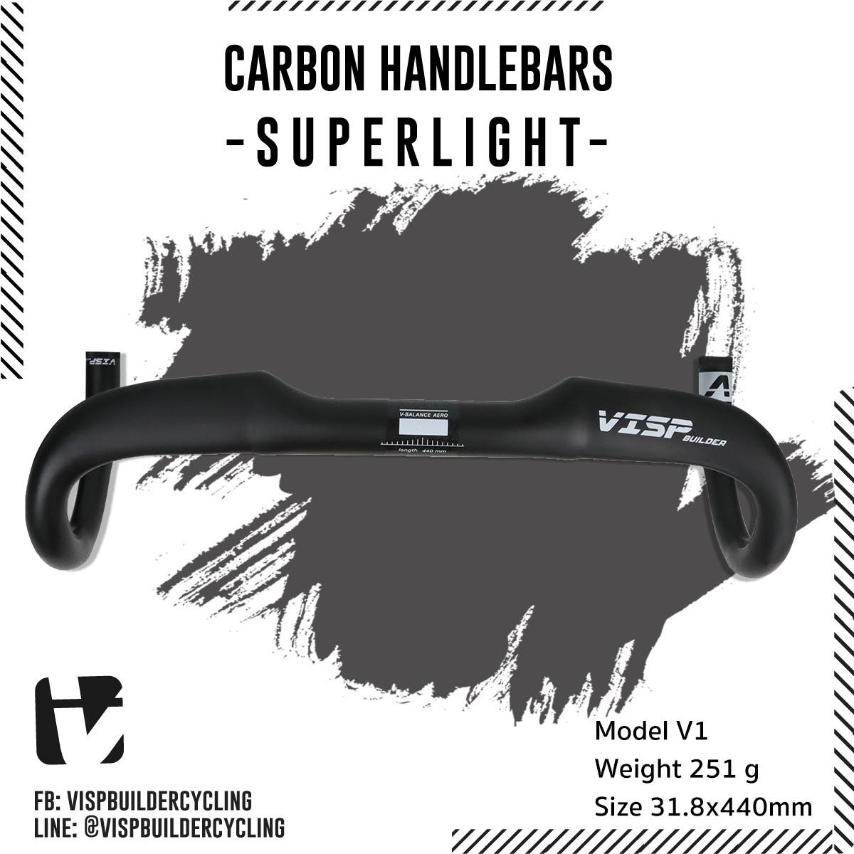 แฮนด์คาร์บอนเสือหมอบ VISP BUILDER V1 Aero integrated Handlebar, Reach80/Drop120mm.