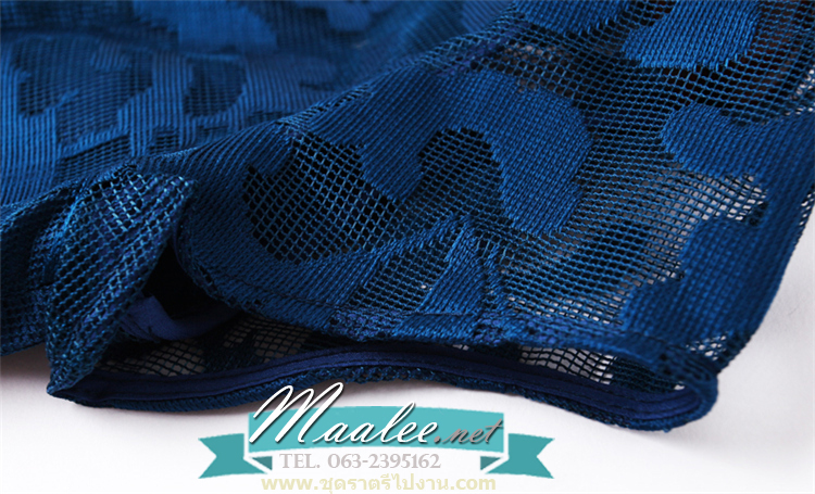 พร้อมส่ง ชุดเดรส/ชุดออกงาน ผ้าเกาหลี ผ้าโปร่งปักแขนสั้นลายดอกไม้ สีดำ (ซิปหลัง) XL , 2XL