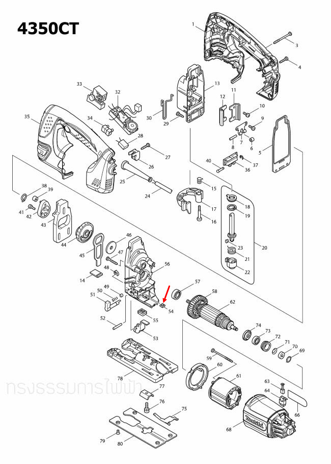SQUARE NUT M5-8 เลื่อยจิ๊กซอร์ Makita มากีต้า 4340CT, 4350CT [#54] Pn.252171-1 (แท้) ##