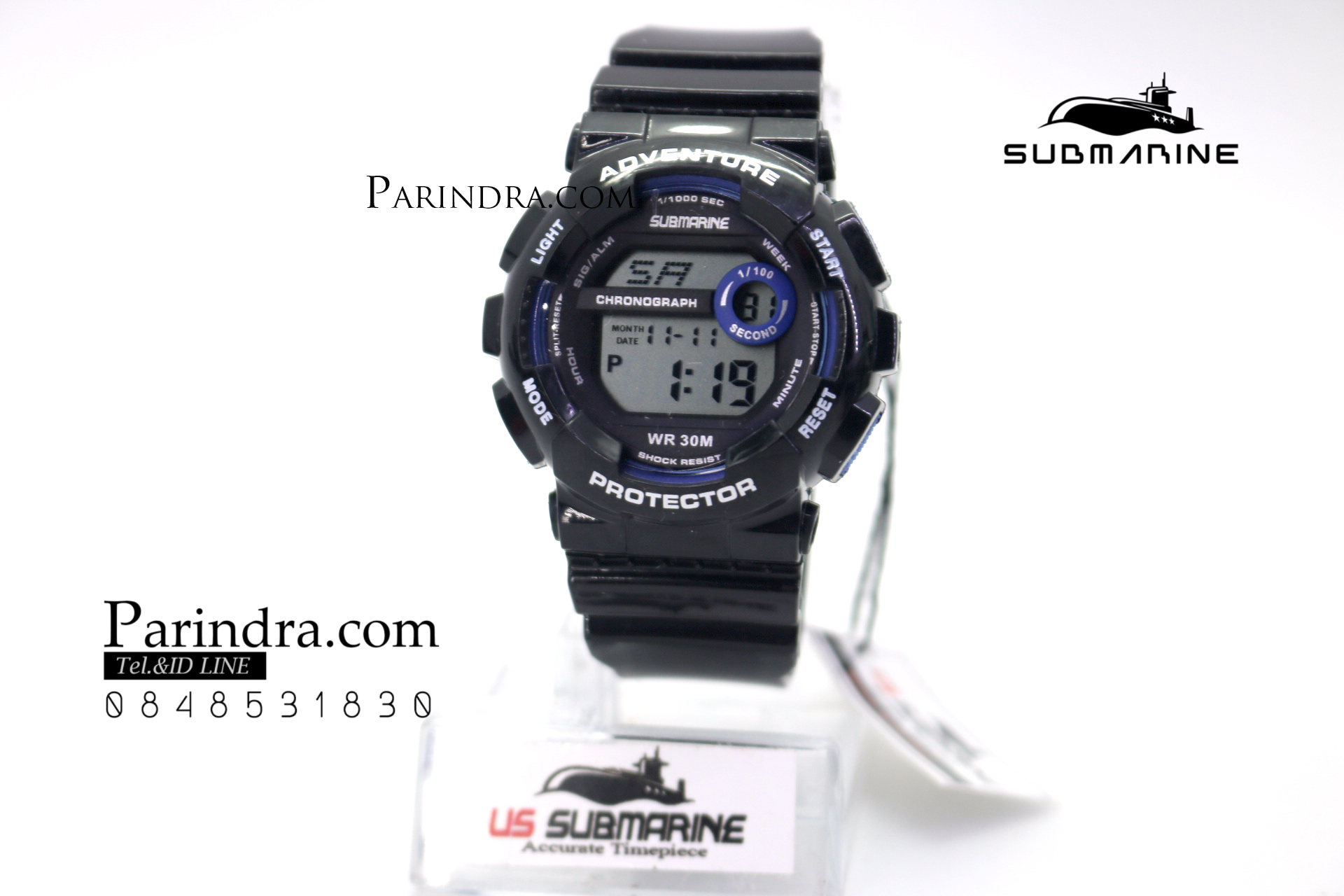 นาฬิกา US submarine รุ่น TP1351L ระบบดิจิตอล ขนาดเล็กเท่า Baby-G สีดำ-น้ำเงิน