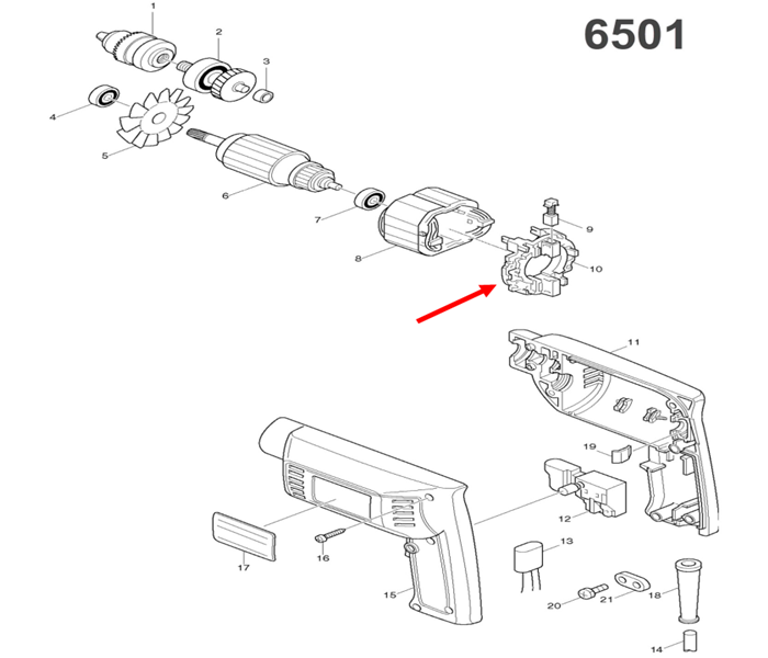 ซองถ่าน สว่านไฟฟ้า Makita-มากีต้า 6501 [#10] (แท้) ##