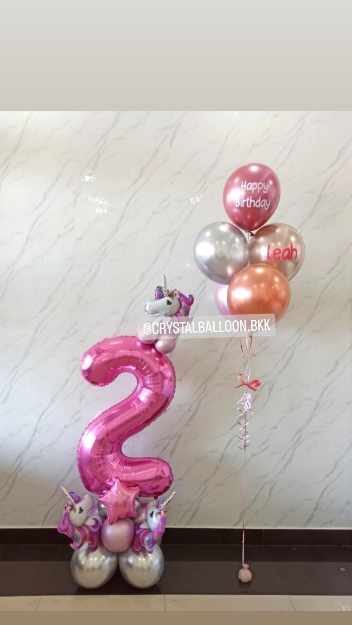 ลูกโป่ง วันเกิดเด็ก ฟอยล์ตัวเลข ขนาด 40" ตั้งฐาน 1 ชิ้น พร้อม ช่อลูกโป่งสีโครเมี่ยม ช่อ 5 ลูก 1 ช่อ พร้อมตกแต่ง สามารถเปลี่ยนสีลูกโป่ง/เปลี่ยนข้อความ/เปลี่ยนสี-ฟอยล์ตัวเลข/เปลี่ยนสี-ฟอยล์ตกแต่งได้