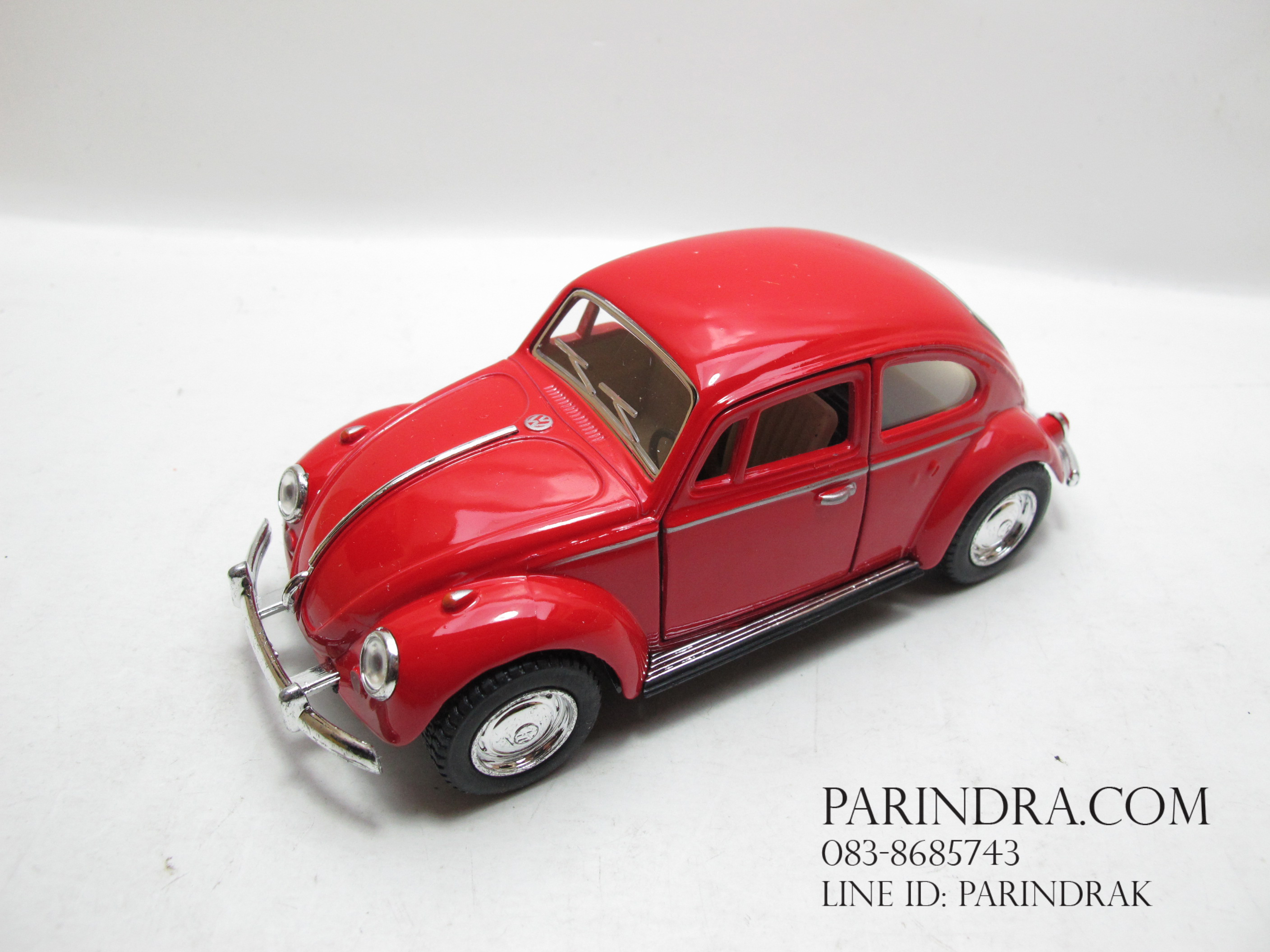 โมเดลรถเหล็กรถเต่า Volkswagen 1967 อัตราส่วน 1:32 สีแดงสด