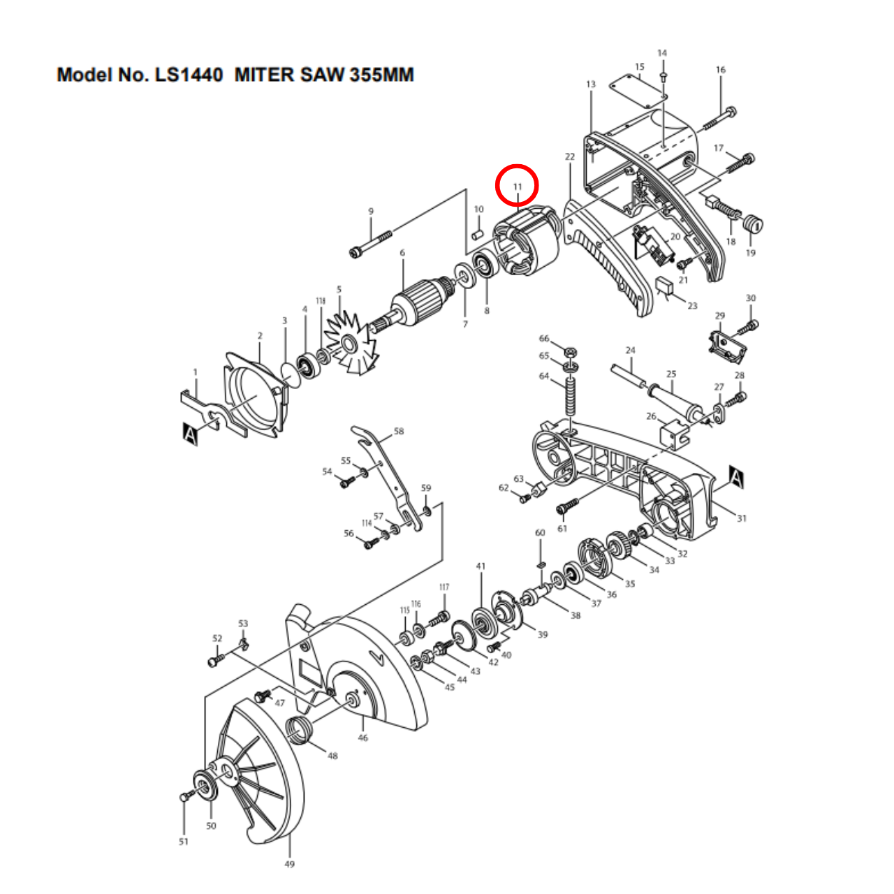 ฟิลคอยล์ Makita มากีต้า LS1440, LS1020, 2400B (แท้) ##