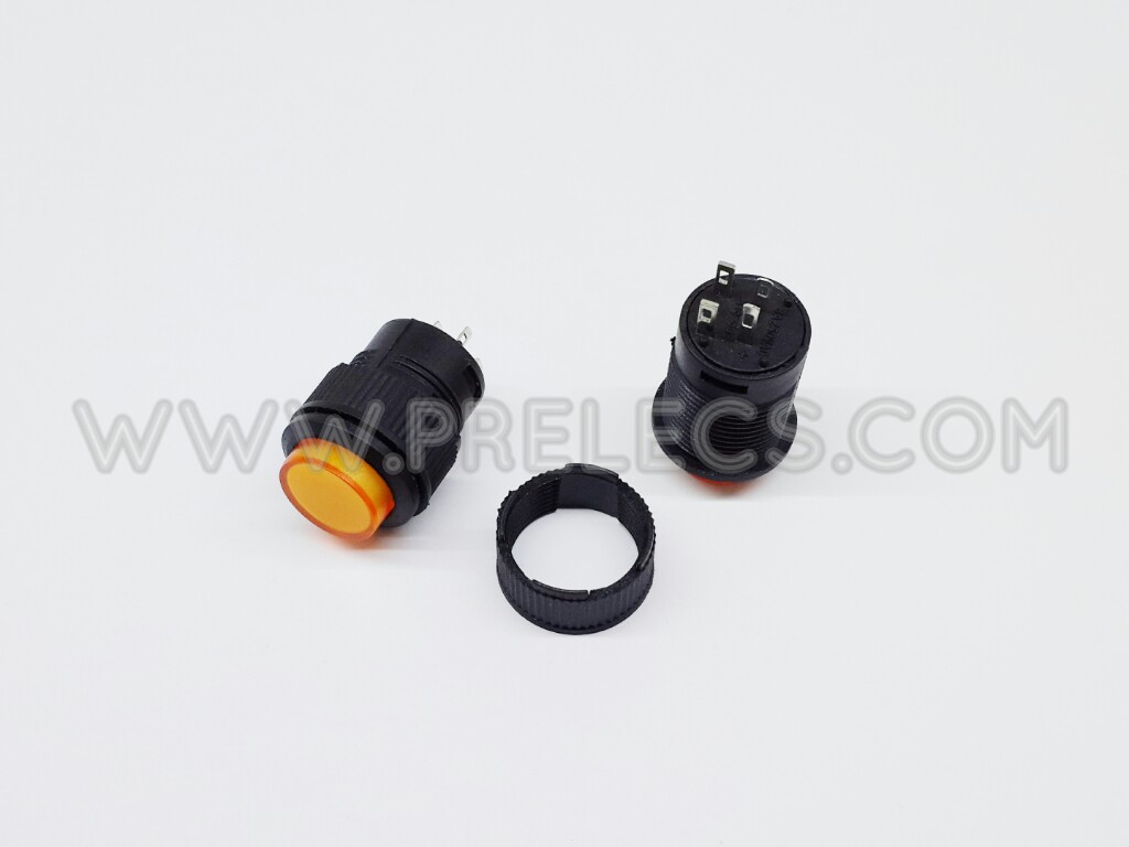 Push button switch กดติดปล่อยดับ มีไฟ 3V สีเหลือง