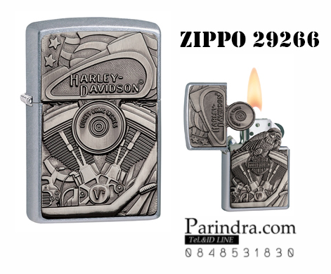 ไฟแช็ค Zippo แท้ ฮาร์เล่ "Zippo 29266 Harley Davidson Street Chorme Emblem " แท้นำเข้า 100%