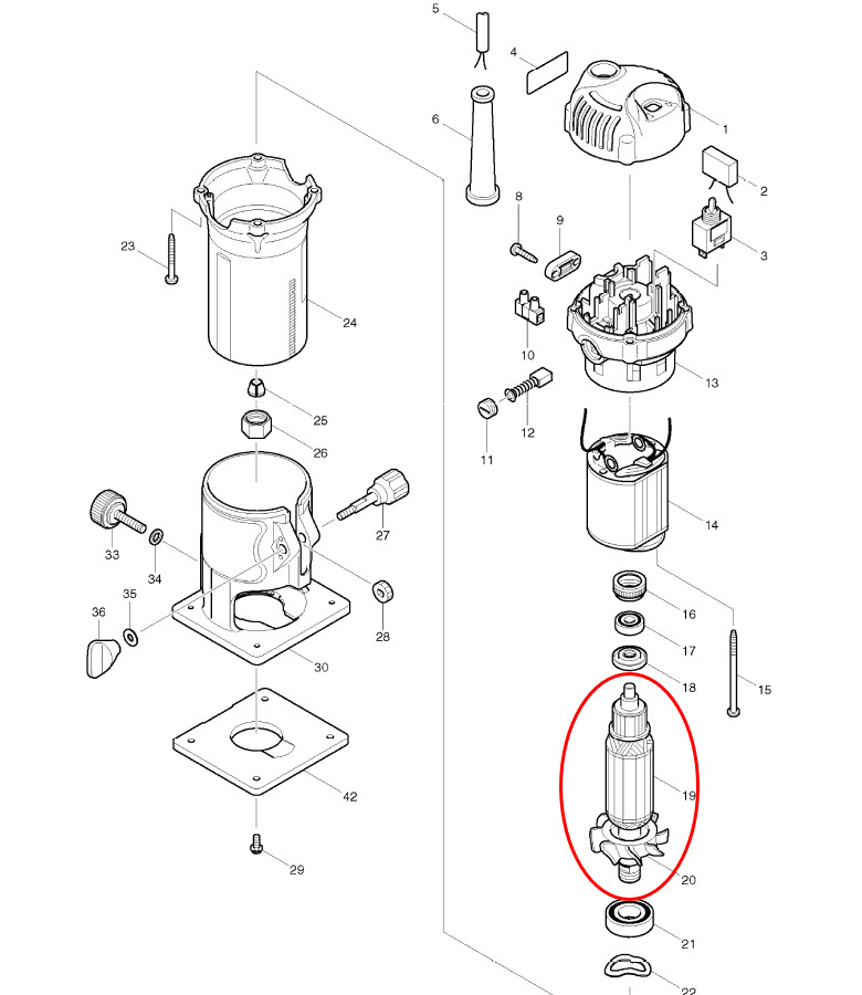ทุ่น เครื่องเซาะร่อง มากีต้า-Makita 3709 P/N.510275-8 (แท้) ##