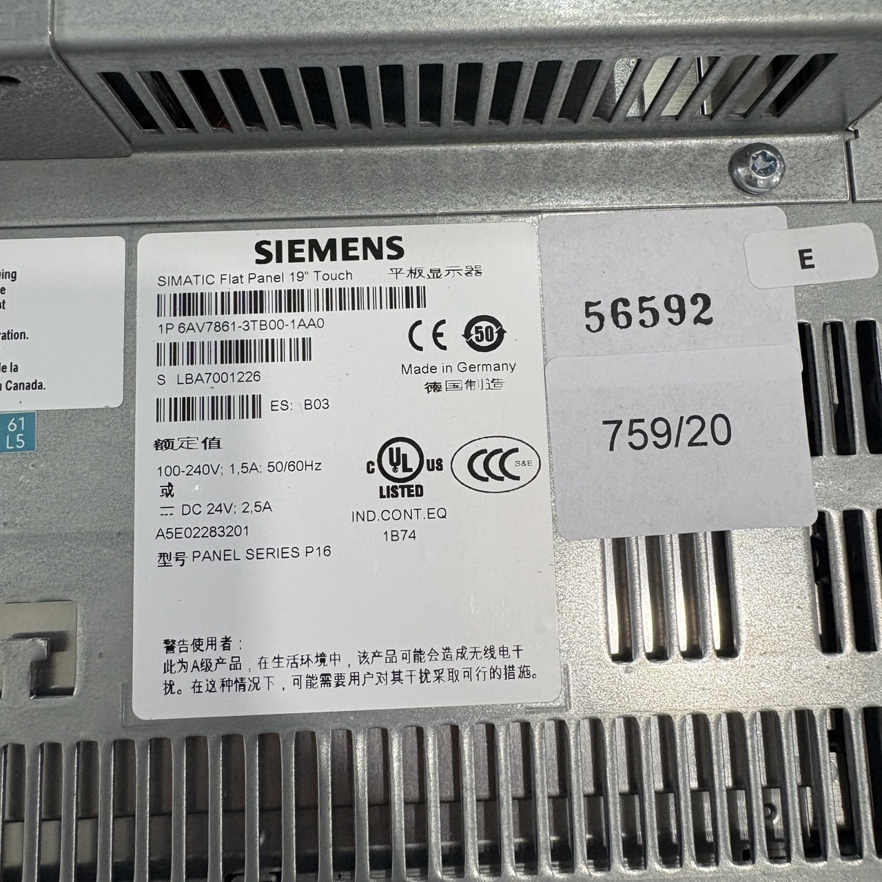 6AV7861-3TB00-1AA0 HMI " SIEMENS "