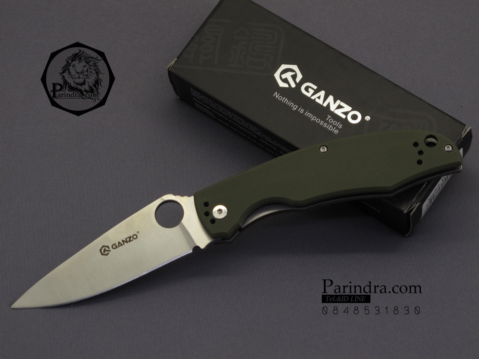 มีดพับ Ganzo กานโซ่ รุ่น Ganzo G732-GR ด้ามสีเขียวขี้ม้า ของแท้ 100%