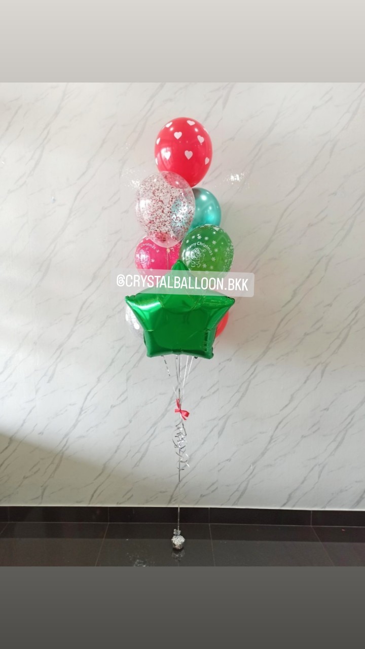 ลูกโป่ง Christmas ช่อลูกโป่งฟอยล์ดาว ขนาด 24" ช่อ 8 ลูก 1 ช่อ พร้อมตกเเต่ง สามารถเปลี่ยนลูกโป่ง/เปลี่ยนสี-ฟอยล์ตกเเต่งได้