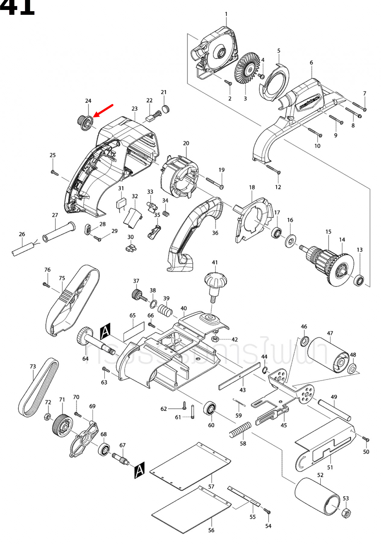 V-PULLEY 6-23 เครื่องขัดกระดาษทราย Maktec-มาคเทค MT940, MT941 [#24] Pn.222168-4 (แท้) ##
