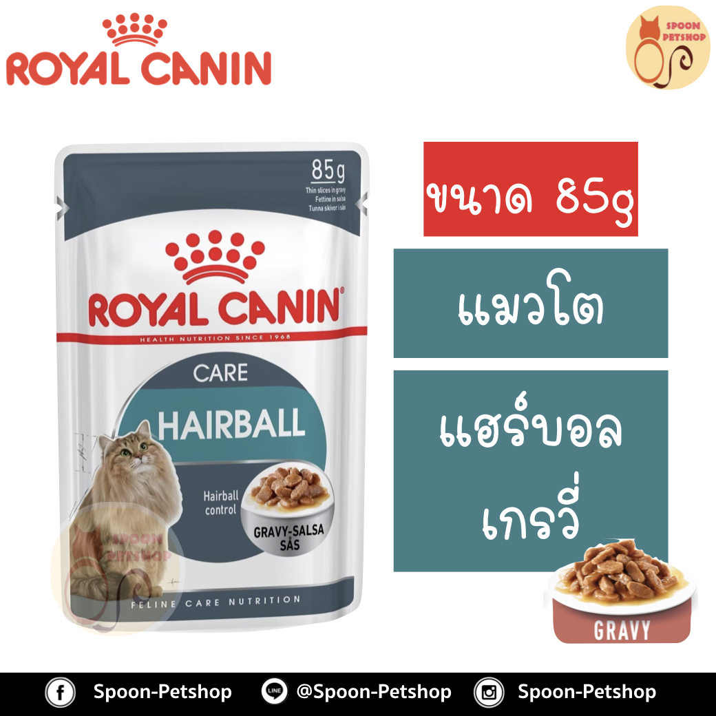 Royal Canin Hairball Gravy อาหารแมว โรยัล คานิน แบบเปียก สำหรับแมวโต 1-10 ปี ป้องกันก้อนขน ในเกรวี่