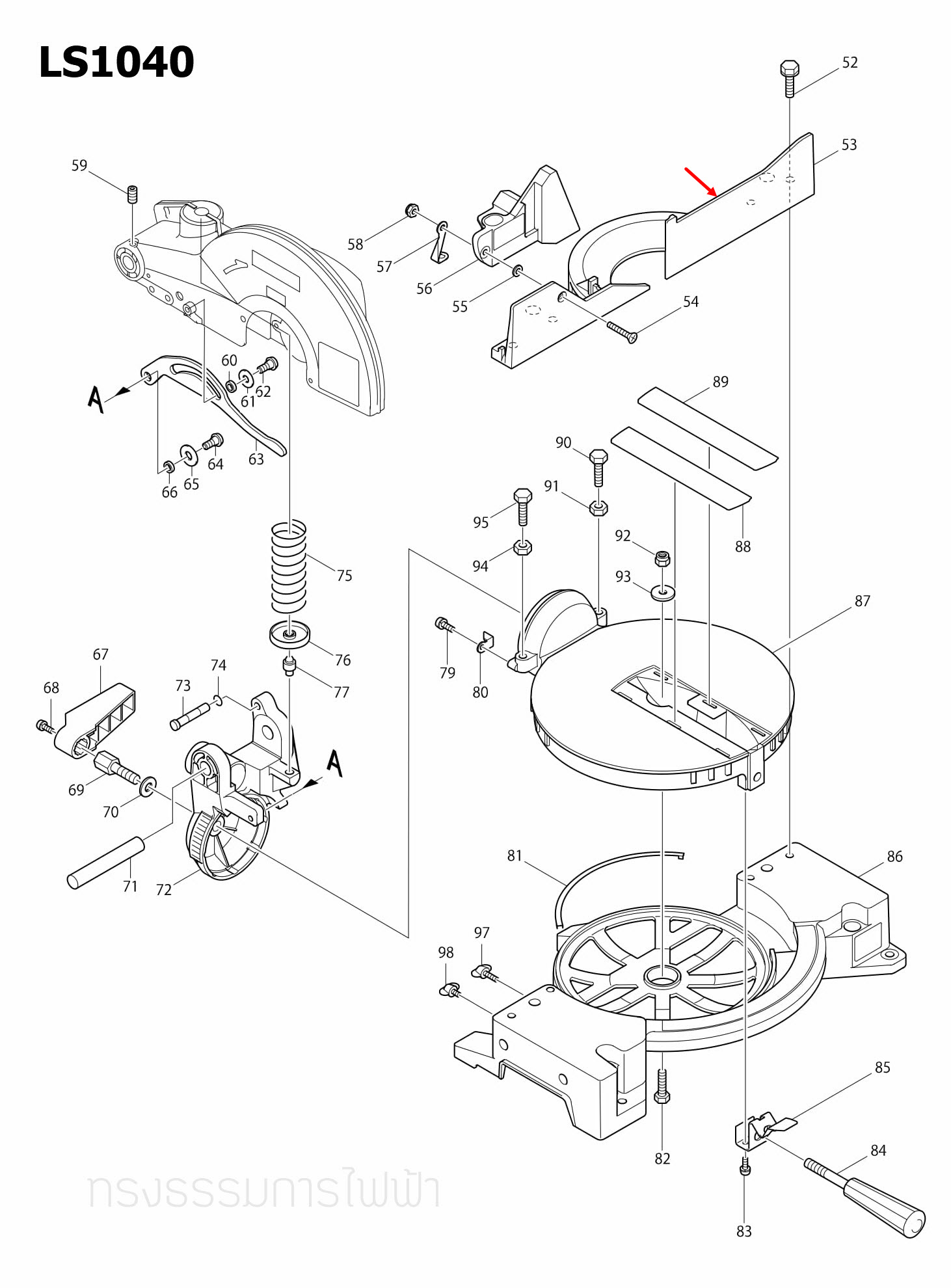 GUIDE RULE แท่นตัดองศา Makita มากีต้า LS1040 [#53] Pn.316826-3 (แท้) ##