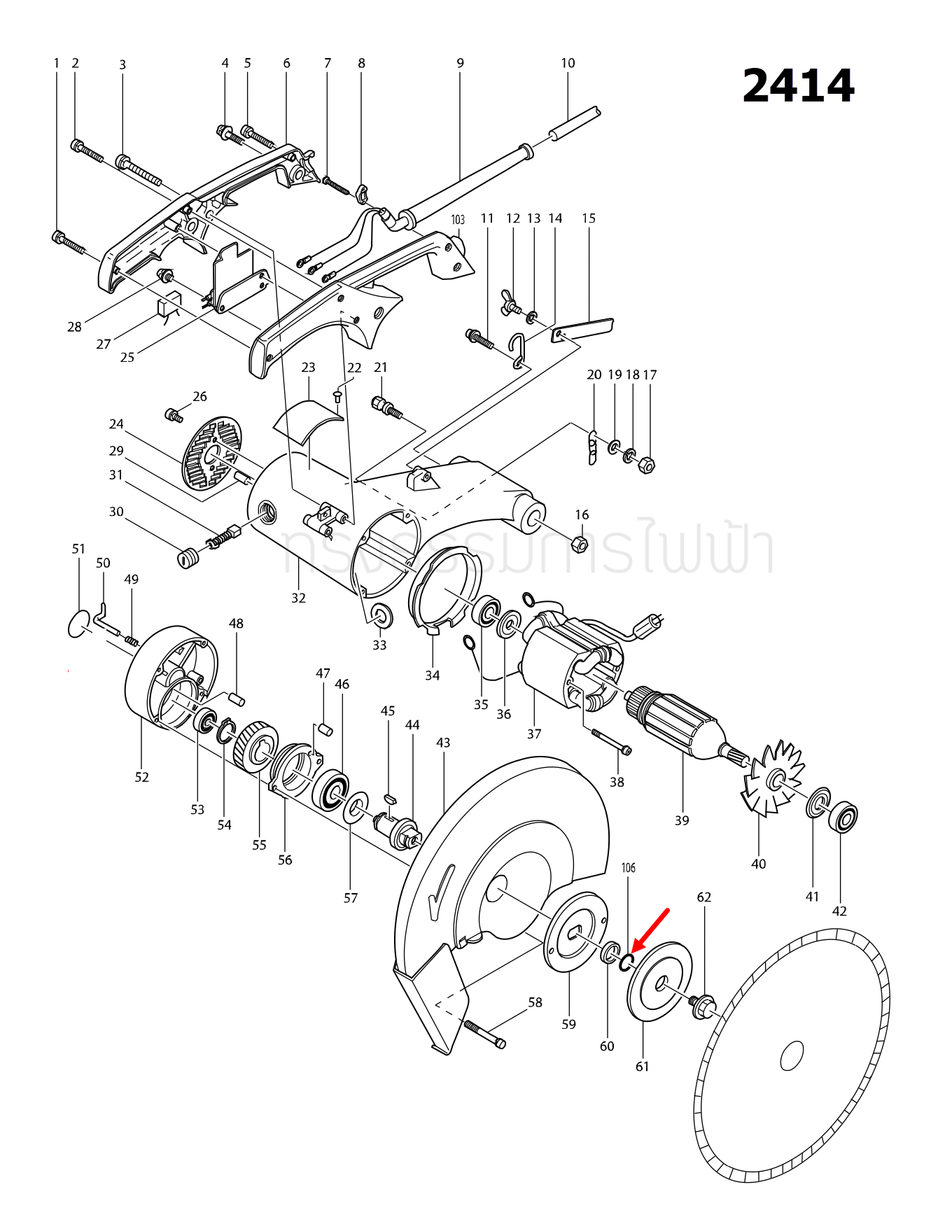 O-RING 16 แท่นตัดไฟเบอร์ Makita 2414 [#106] Pn.213218-6 (แท้) ##