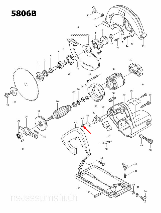TAPPING SCREW4X18 เลื่อยวงเดือน Makita 5806B [#42] Pn.265995-6 (แท้) ##