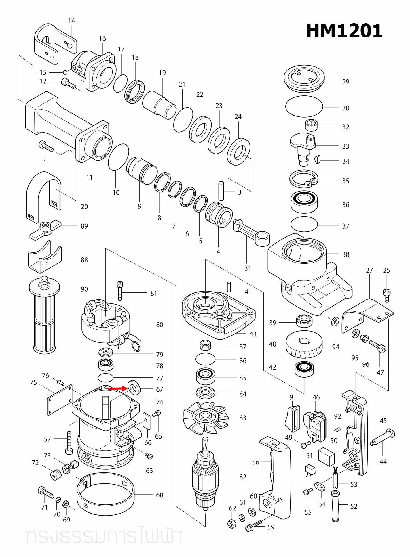 INSULATION WASHER เลื่อยวงเดือน Makita มากีต้า 5402, HM1201, 1804N, 1805N, 2414, 5103N, 5201N, 5401N, 3501N Pn.681002-1 (แท้)+