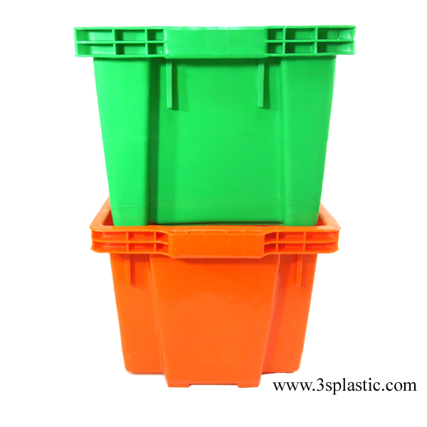 ลังทึบ ขนาด41.7 x 66.5 x 33.4 cm. บรรจุ 50 KG. เกรดA HDPE เบอร์ 435 สะพานปลา