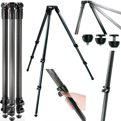 ขาตั้งกล้องวีดีโอ Manfrotto 535 MPRO Carbon Fiber Two-Stage Video Tripod แบบสามท่อน วัสดุเป็นคาบอนไฟเบอร์ มีน้ำหนักเบา สูงต่ำสุด 27 cm. สูงสุด 171 cm MF-0535-00001 ประกันศูนย์ 5 ปี