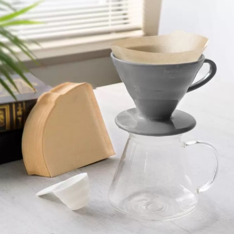 HARIO V60 Ceramic Dripper Set ชุดอุปกรณ์ครบ (ดริปเปอร์เซรามิก/โถแก้วรองกาแฟ/ช้อนตวงกาแฟ/กระดาษกรอง)