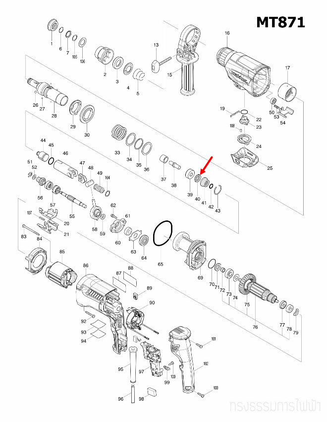 CUSHION RING 12 สว่านโรตารี่ Maktec มาคเทค, Makita มากีต้า MT870, MT871, M8701, M8701B [#40] Pn.424267-0 (แท้) ##
