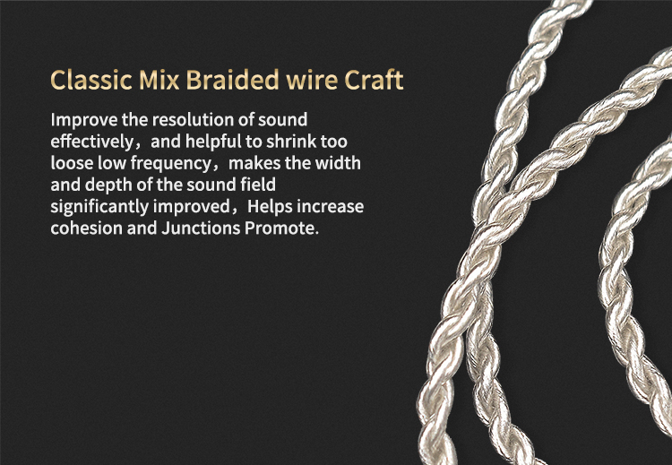 ขาย KZ 2.5 balanced สายชุบเงินถัก ขั้ว 2 พิน แบบ 2.5 balanced สำหรับหูฟัง KZ