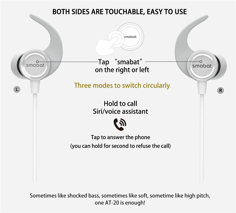 ขาย SMABAT AT-20 หูฟังไร้สายแบบคล้องคอรองรับ Bluetooth5.0 ประกันศูนย์ไทย
