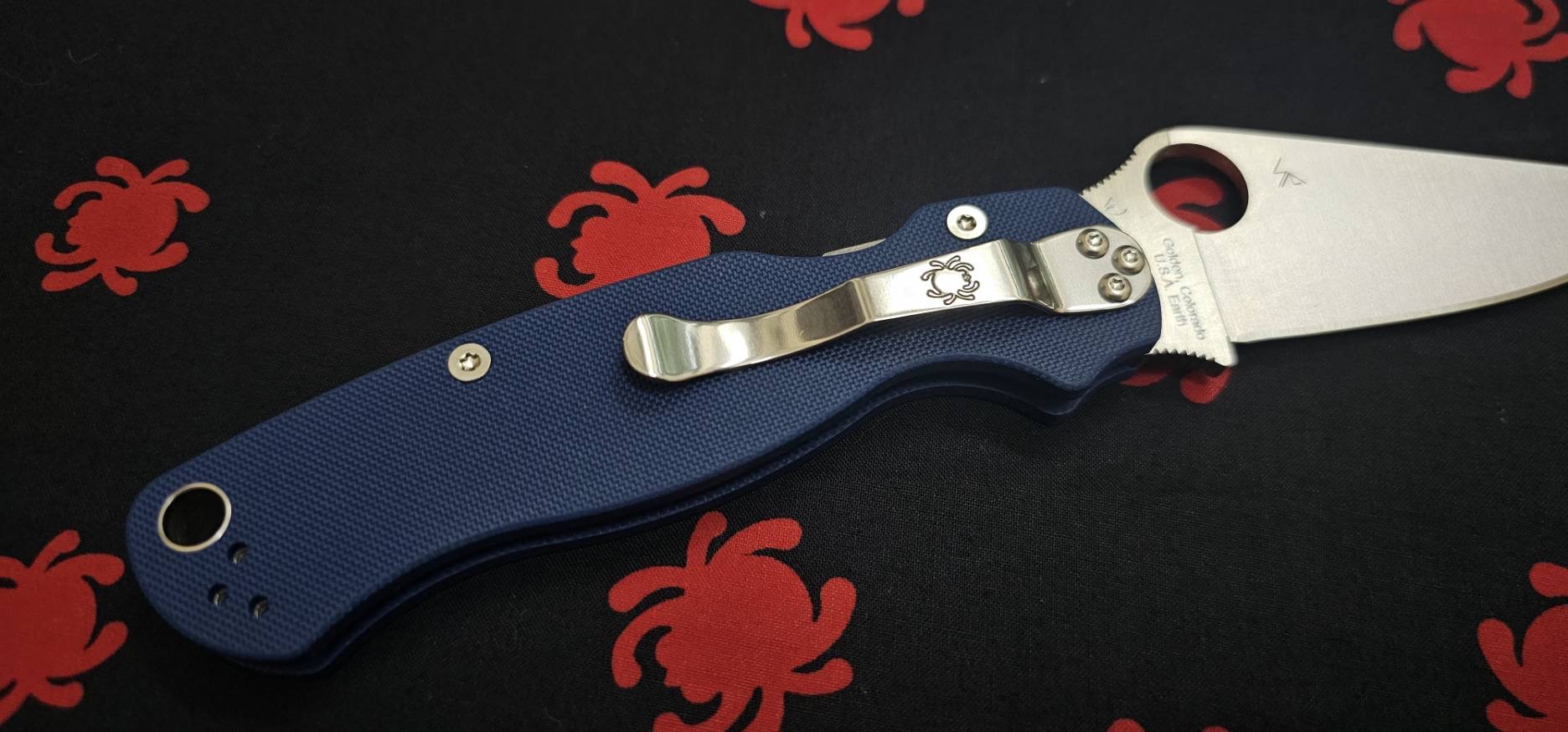 Spyderco Paramilitary SPY27 Compression Lock Knife Cobalt Blue G-10