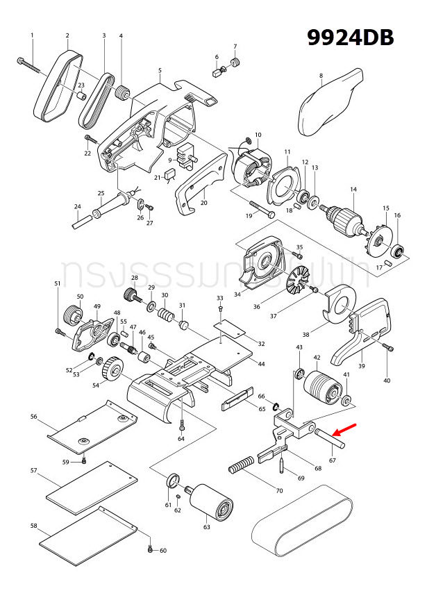 TENSION ROLLERSHA เครื่องขัดกระดาษทราย Makita 9924DB [#67] Pn.325458-5 (แท้) ##