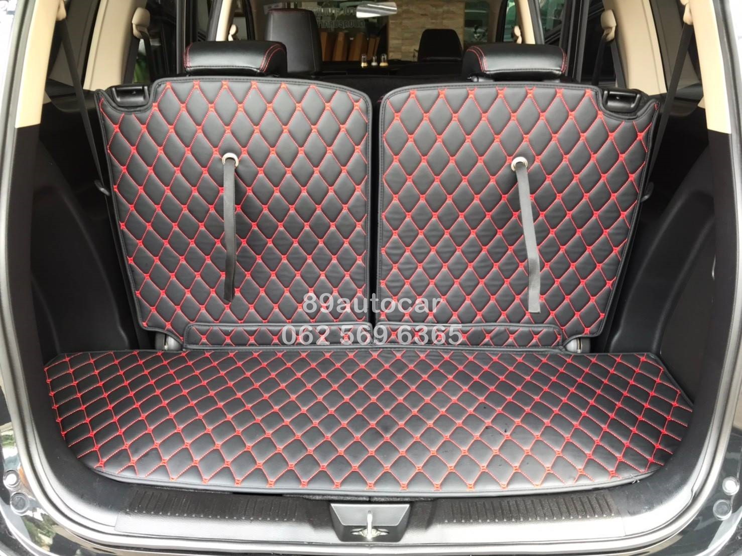 ผลิตพรมรถยนต์ Suzuki Ertiga 2019-2021 ปูพรม7D สีดำด้ายแดง + พรมดักฝุ่นสีแดงขอบดำ เต็มคัน